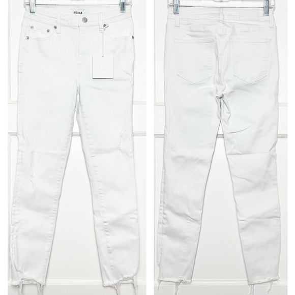 NWT PISTOLA High Rise Stretch Denim Ankle Cropped Raw Fray Hem Skinny Jeans 26 - Picture 3 of 4